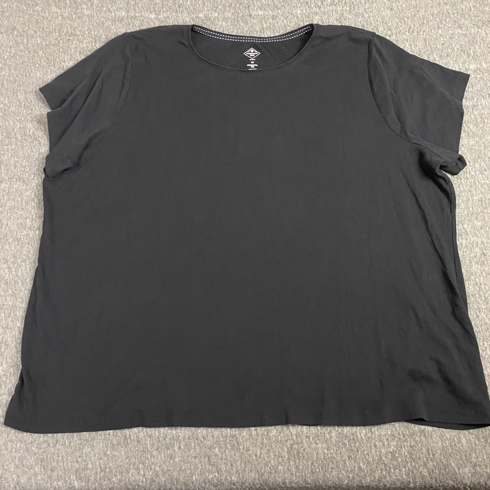 St Johns Bay Essential Tee Black Cotton Short Sleeve Crew Neck Top Plus Size 4X